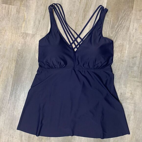NWT Firpearl Plus Size Navy Bathing Suit for Women Flowy Tankini Top  sz… - Picture 11 of 13